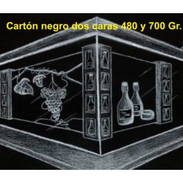 CARTON DOBLE CARA  -  480 gr Negro / Negro intenso mate grosor 0.5 mm. ( disponible en 4 tamaños )