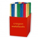 CRESPON METALIZADO 80 gr EXPOSITOR 40 rollos 50 x 125 cm      en colores surtidos